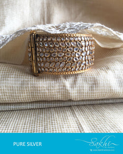 ASDQ-18078 - Silver & Gold Pure Silver Kada