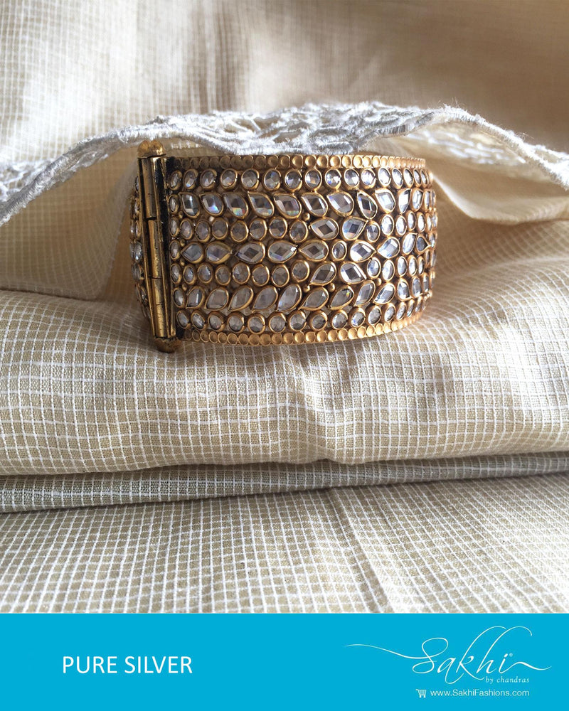 ASDQ-18078 - Silver & Gold Pure Silver Kada