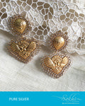 ASDQ-18093 - White & Gold Pure Silver Earrings