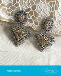 ASDQ-18095 - Silver & Gold Pure Silver Earrings