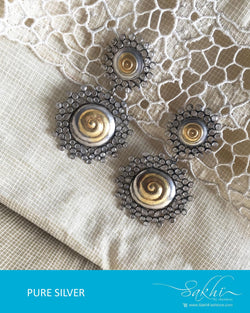 ASDQ-18112 - Silver & Gold Pure Silver Earrings