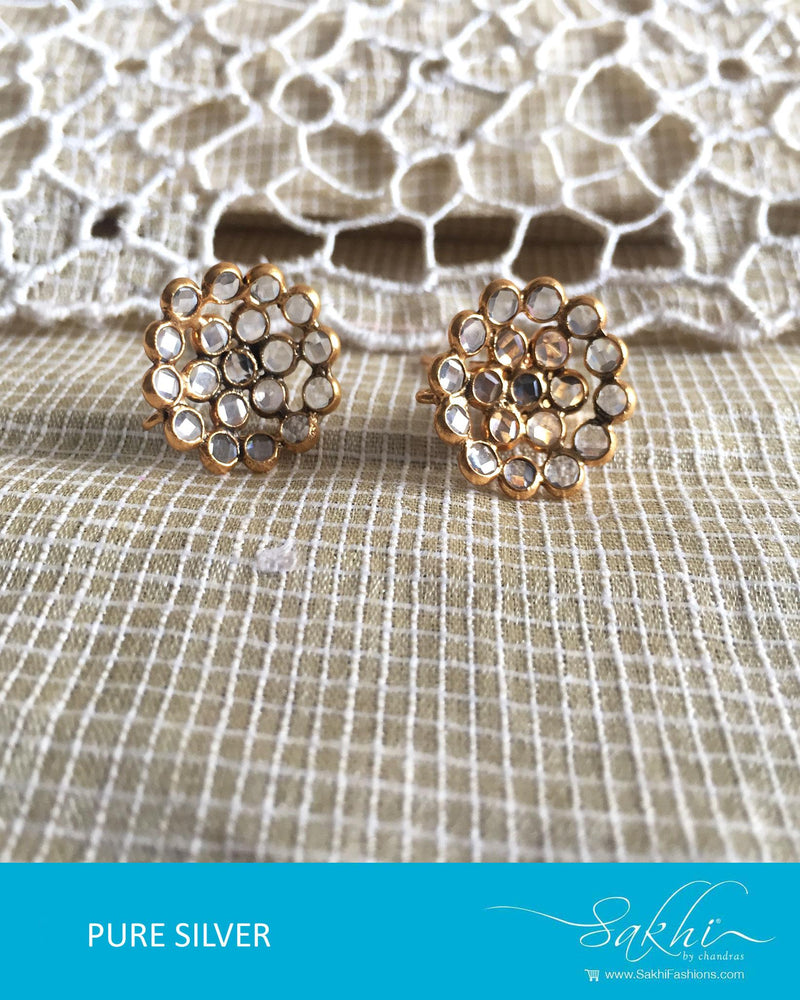 ASDQ-18120 Silver Gold Earrings