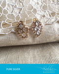 ASDQ-18121 - White & Gold Pure Silver Studd Earrings