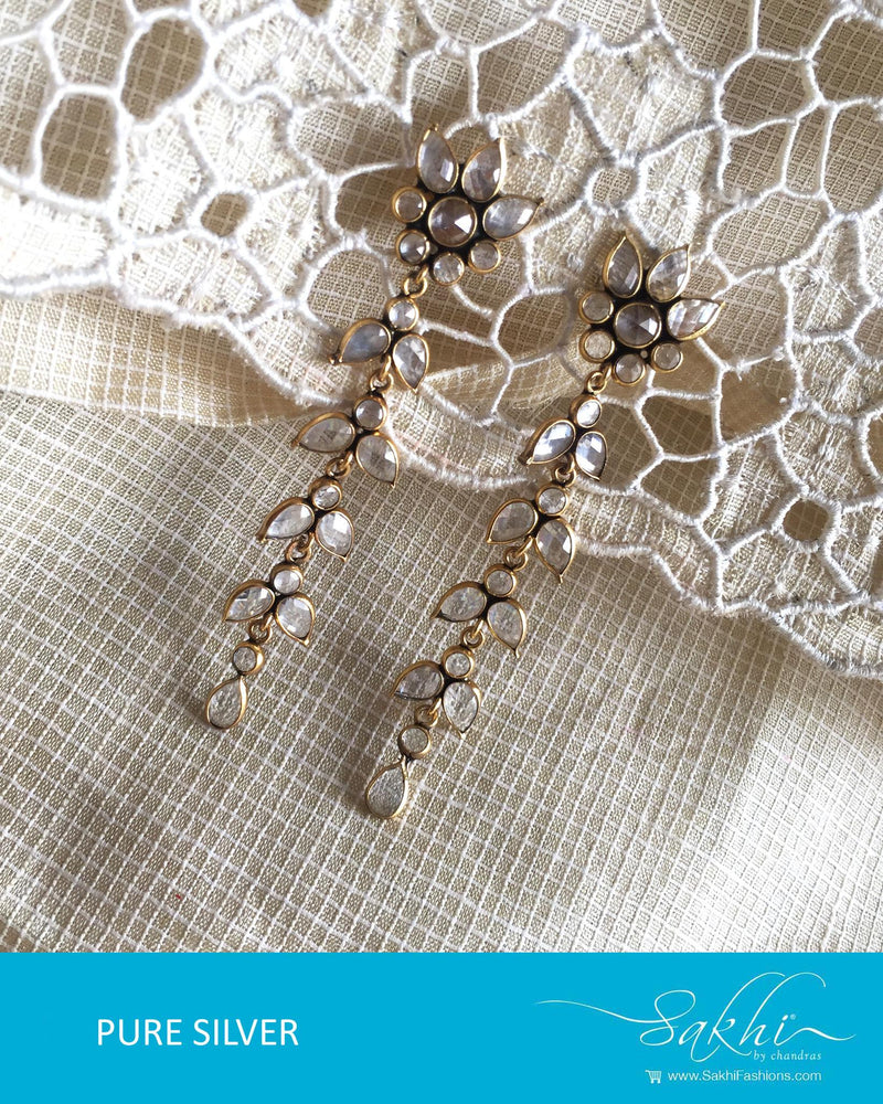 ASDQ-18122 Silver Gold Earrings