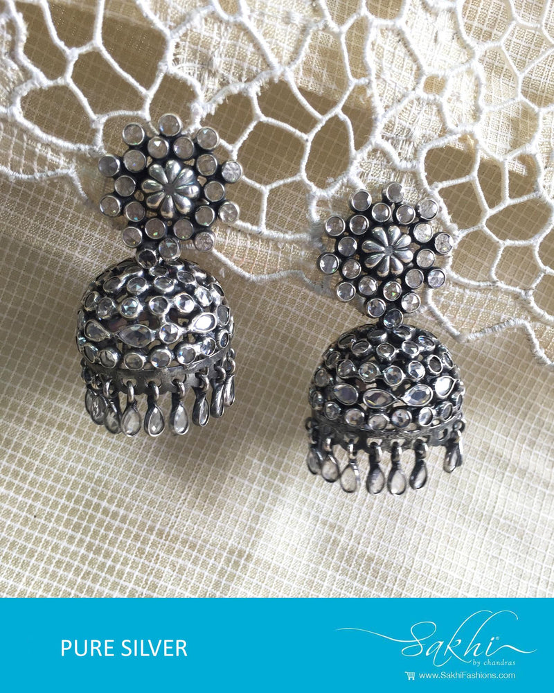 ASDQ-18135 Silver Kundan Jhumka