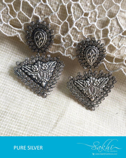 ASDQ-18142 - Silver & White Pure Silver Earrings