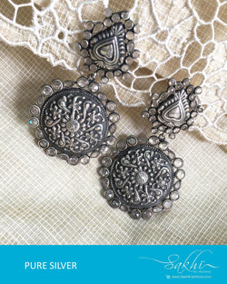 ASDQ-18146 - Silver & White Pure Silver Earrings