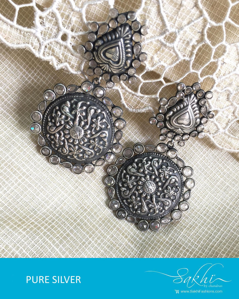 ASDQ-18146 - Silver & White Pure Silver Earrings
