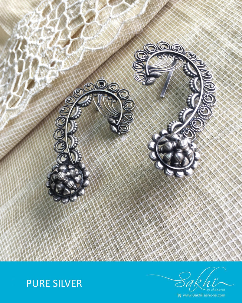 ASDQ-18156 - Silver & Silver Pure Silver Ear Cuffs