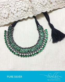 ASDQ-21417 - Green Pure Silver Necklace