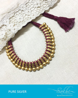 ASDQ-21418 - Gold Pure Silver Necklace