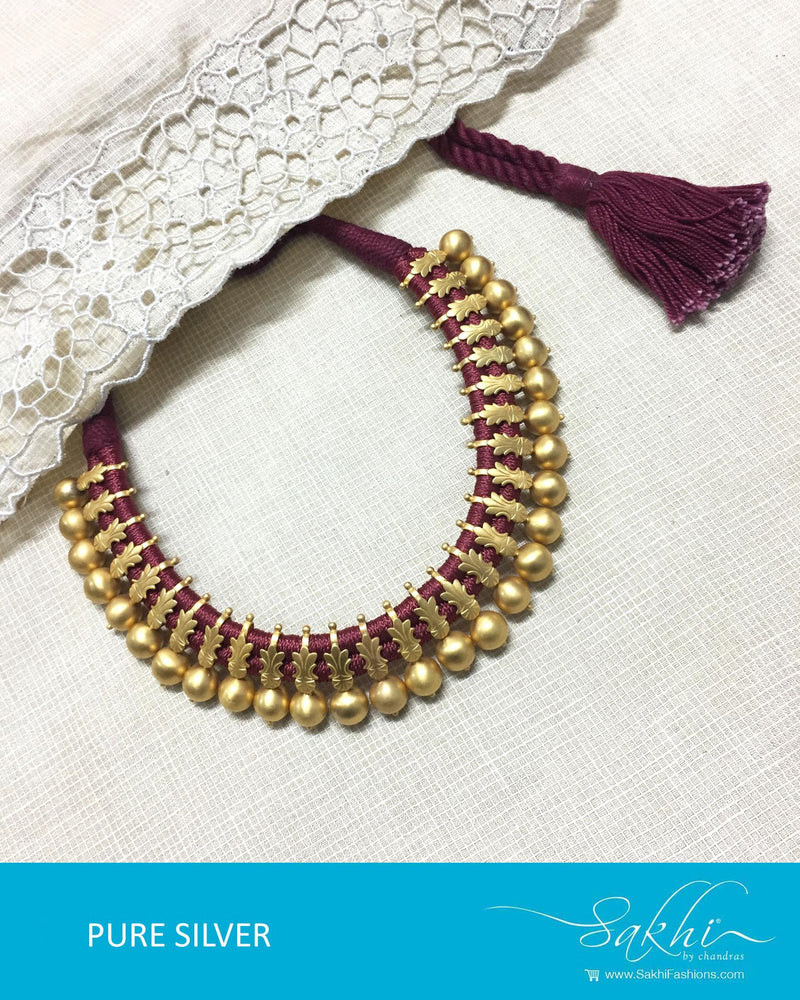 ASDQ-21418 - Gold Pure Silver Necklace