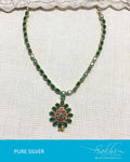 ASDQ-21420 - Green Pure Silver Necklace