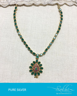 ASDQ-21420 - Green Pure Silver Necklace