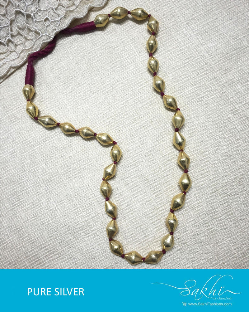 ASDQ-21431 - Gold Pure Silver Bore Mala