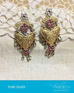 ASDQ-21435 - Gold Pure Silver Earrings