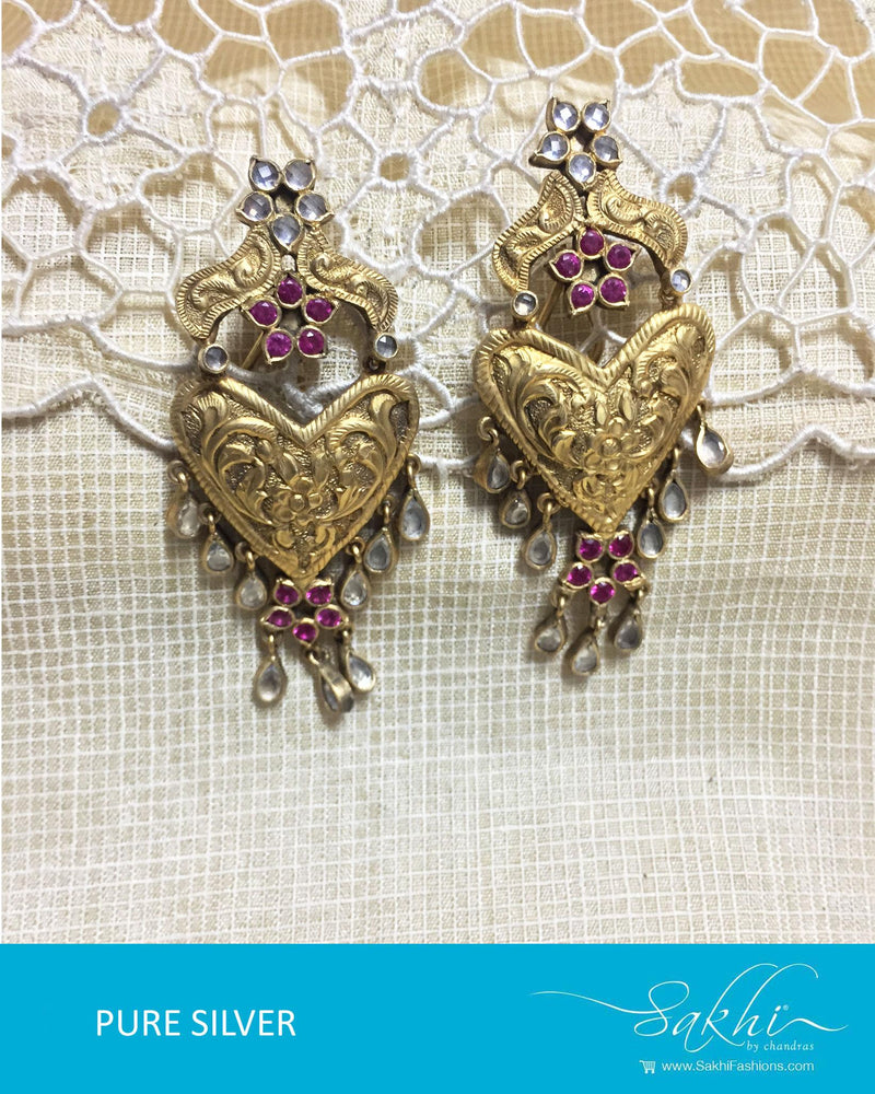ASDQ-21435 - Gold Pure Silver Earrings