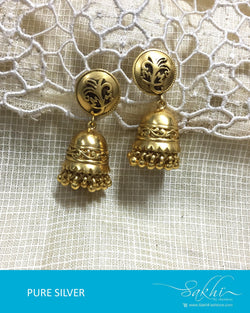 ASDQ-21439 - Gold Pure Silver Jhumka