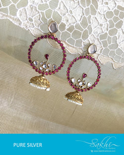 ASDQ-21454 - Gold Pure Silver Earrings