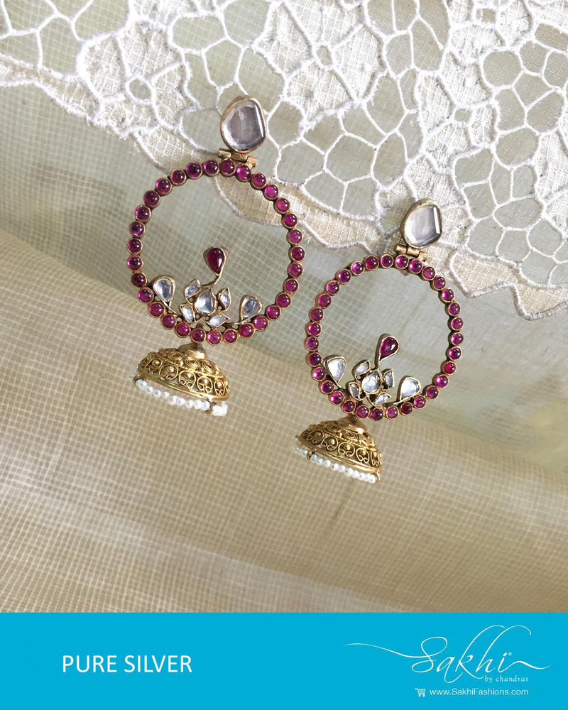 ASDQ-21454 - Gold Pure Silver Earrings