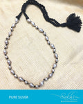 ASDQ-2954 - Antique & Black Pure Antique Silver Mala
