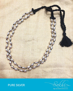 ASDQ-2956 - Antique & Black Pure Antique Silver Mala