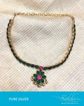 ASDQ-2974 - Pink & Green Pure Antique Silver Mala