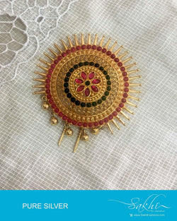 ASDQ-5028 - Gold & Multi Pure Silver Hair Clip
