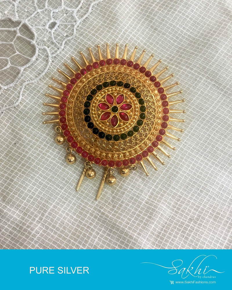 ASDQ-5028 - Gold & Multi Pure Silver Hair Clip