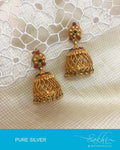 ASDQ-5036 - Gold Pure Silver Jhumka