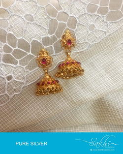 ASDQ-5038 - Gold Pure Silver Jhumka