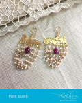 ASDQ-8616 - White & Gold Pure Silver Earrings