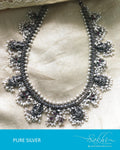 ASDQ-8666 - Silver & White Pure Antique Silver Guttapusalu Mala