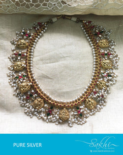 ASDQ-8668 - Gold & Silver Pure Antique Silver Guttapusalu Mala