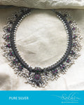 ASDQ-8669 - Silver & Pink Pure Antique Silver Guttapusalu Mala