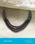 ASDQ-8670 - Silver & Pink Pure Antique Silver Mala