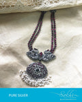 ASDQ-8671 - Silver & Pink Pure Antique Silver Mala