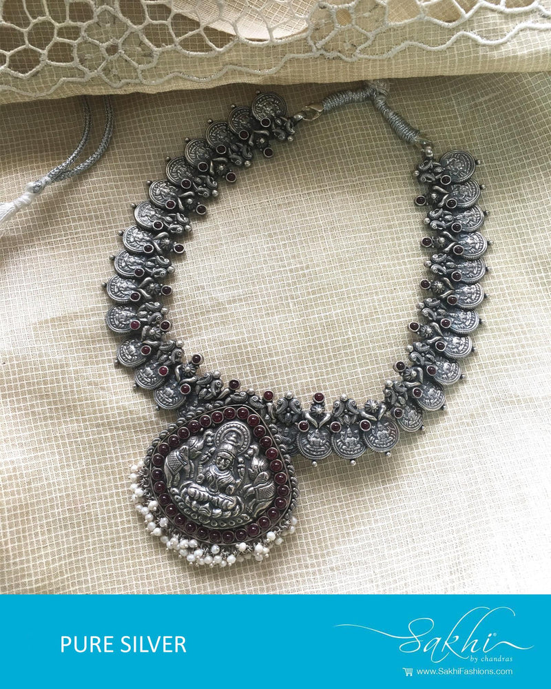 ASDQ-8674 - Silver & White Pure Antique Silver Mala