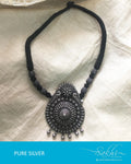 ASDQ-8677 - Silver & Black Pure Antique Silver Mala