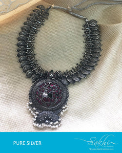 ASDQ-8678 - Silver & Pink Pure Antique Silver Mala