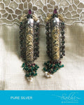 ASDQ-8687 - Silver & Multi Pure Antique Silver Earrings
