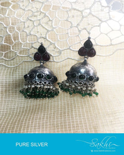 ASDQ-8688 - Silver & Multi Pure Antique Silver Earrings