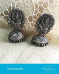 ASDQ-8689 - Silver &  Pure Antique Silver Earrings