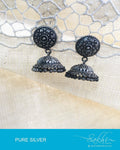 ASDQ-8693 - Silver &  Pure Antique Silver Earrings