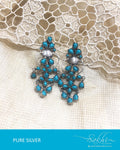 ASDQ-9997 - Blue & Antique Pure Silver Earrings
