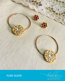 ASDR-1597 - Gold & White Silver Earrings