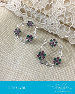 ASDR-1611 - Silver & Multi Pure Anitque Silver Earrings