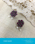 ASDR-1612 - Silver & Pink Pure Anitque Silver Earrings