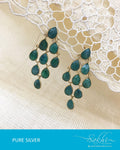 ASDR-1615 - Silver & Green Pure Anitque Silver Earrings