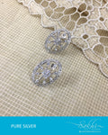ASDR-1618 - Silver & White Pure Anitque Silver Earrings